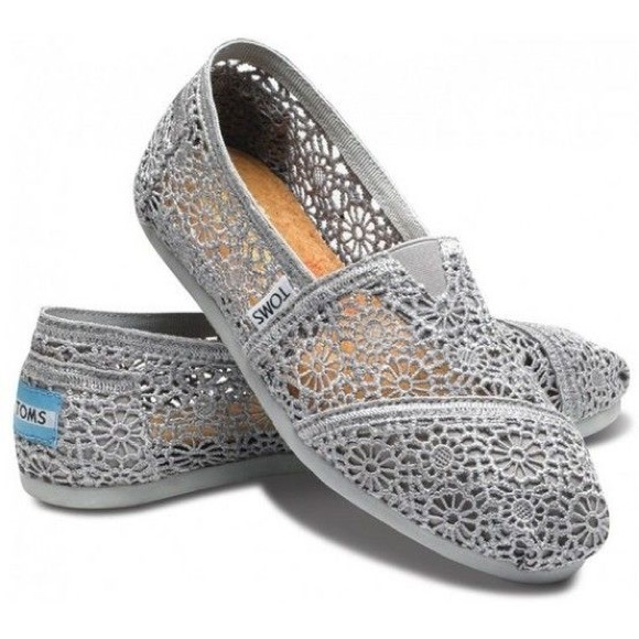 Toms Shoes - Toms Lace Crochet Gray Slip On Shoes